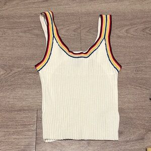 Forever 21 White Tank with Multicolor Trim